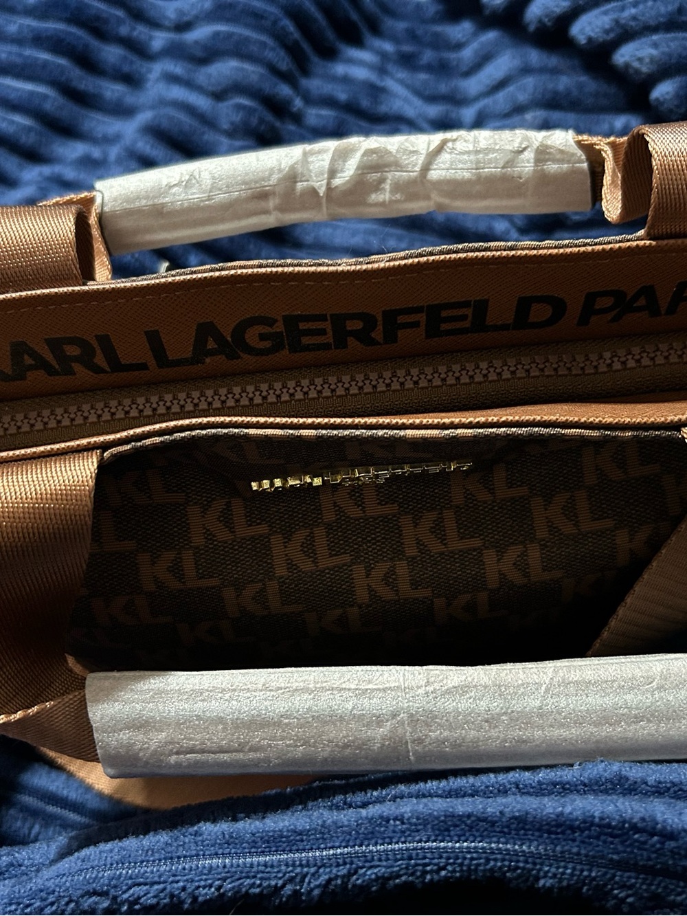 Karl Lagerfeld Brown Monogram Crossbody Bag - Picture 12 of 16